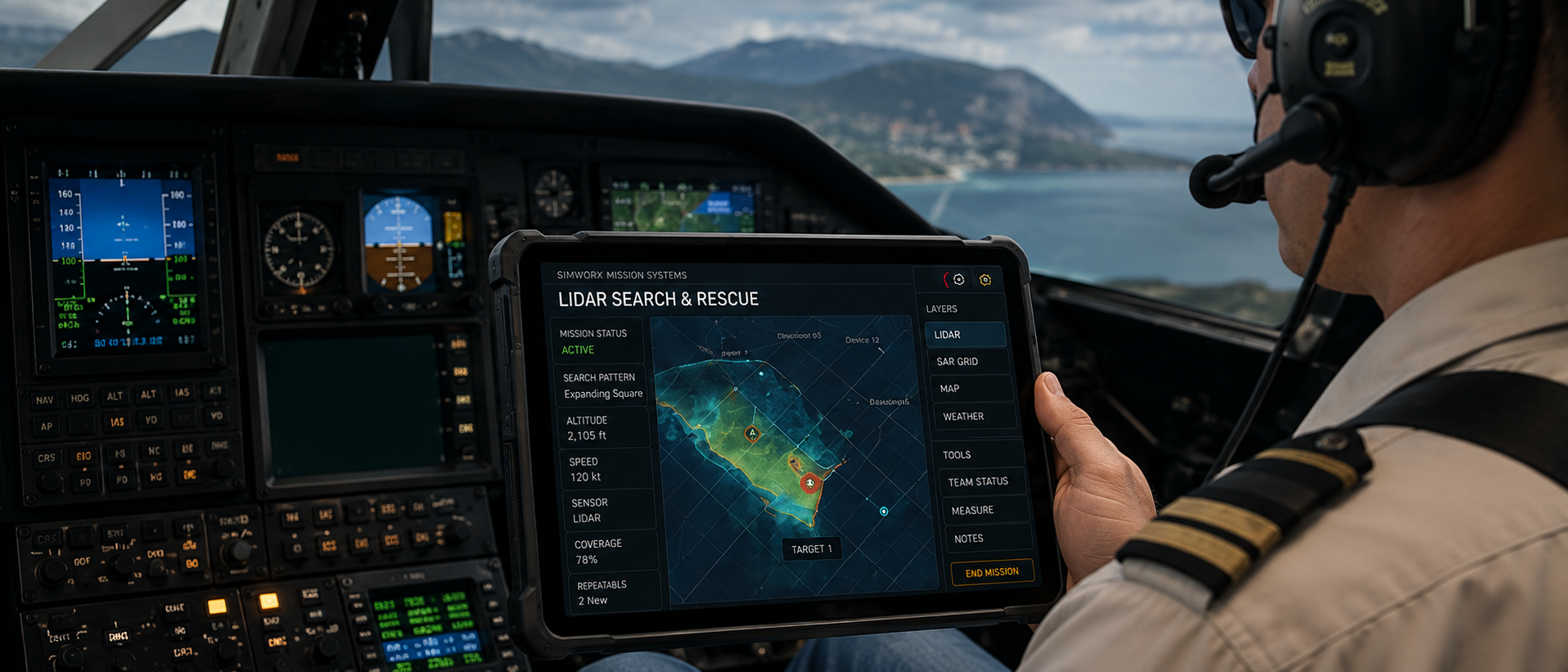 Specialist crew using a mission overview interface